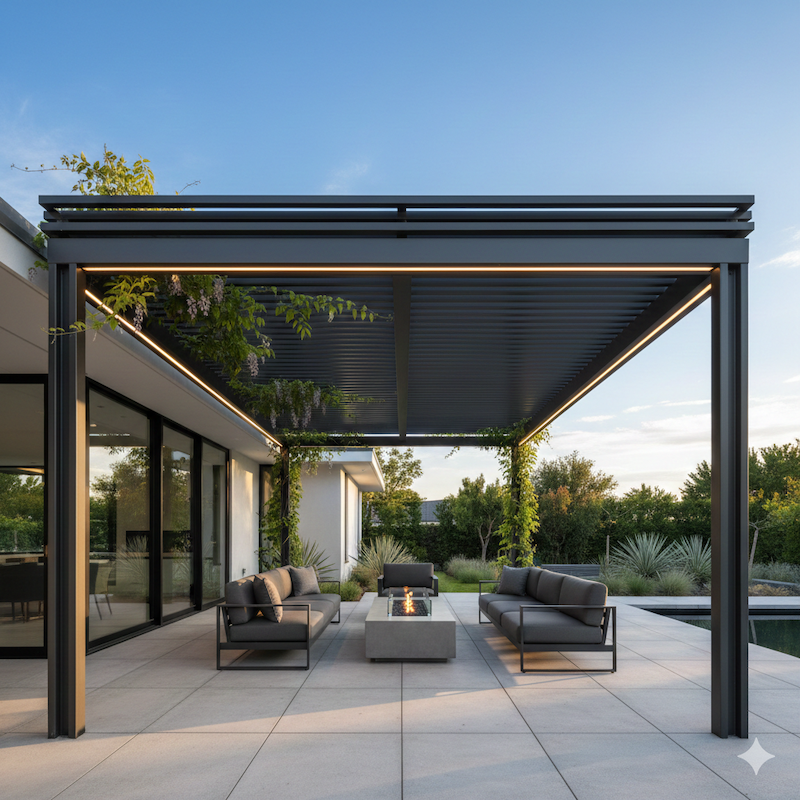 Moderne Lamellenpergola in Stuttgart